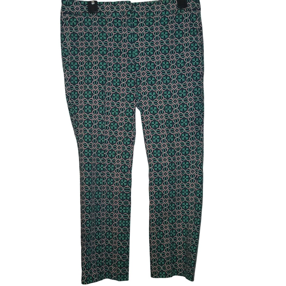J.Crew Womens Geometric Floral Print Slim Leg Pants Green Navy Pink A3767 SP14